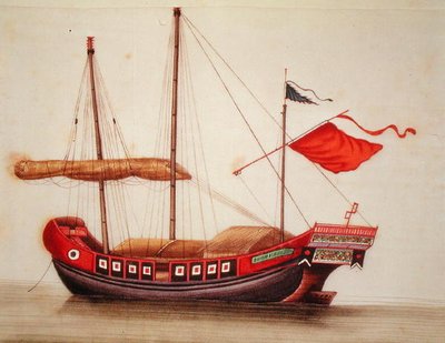 Imbarco di una barca a vela, Periodo Qianlong (1736-96) da Chinese School